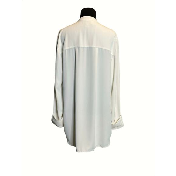 H&M white long sleeves hidden button tunic blouse size Small - Picture 2 of 16